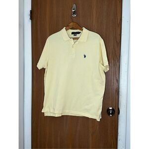 U.S. POLO ASSN. 100% Cotton‎ Yellow Polo Shirt, Men's Size Large
